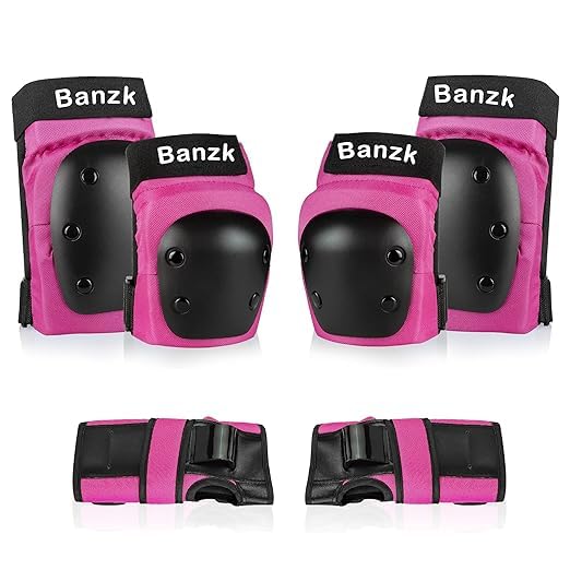 Banzk Adult Knee Pads Elbow Pads Wrist Guards for Adult Kids 6 in 1 Protective Gear Set for Skateboarding Biking Roller Skating Cycling Outdoor Sports