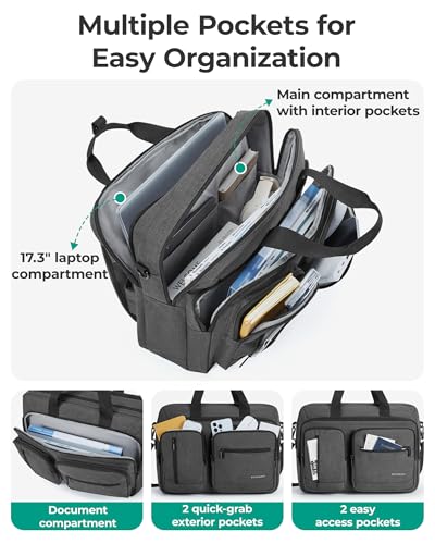 BAGSMART Laptop Bag 17.3 Inch, Laptop Briefcase for Men, Water Resistant Durable Messenger Bag Work Bag Travel Business