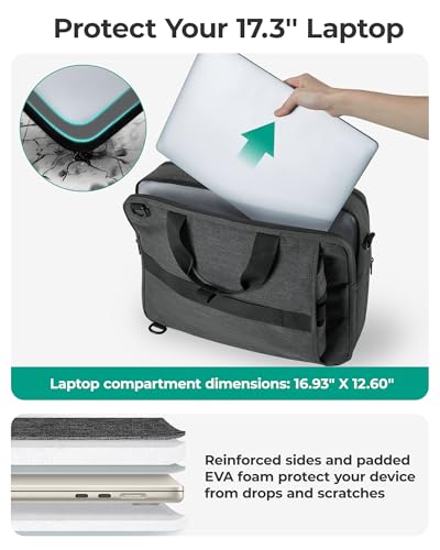 BAGSMART Laptop Bag 17.3 Inch, Laptop Briefcase for Men, Water Resistant Durable Messenger Bag Work Bag Travel Business