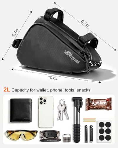 NDakter Bike Bag, Bicycle Frame Storage Bag, Water-Resistant Bike Triangle Pouch, Cycling Accessories Pack for Road Mountain Commute Bikes