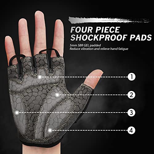 HTZPLOO Bike Gloves Cycling Gloves Biking Gloves Bicycle Gloves for Men Women with Anti-Slip Shock-Absorbing Pad,Light Weight Half Finger Gloves for Cycling Workout Training Outdoor