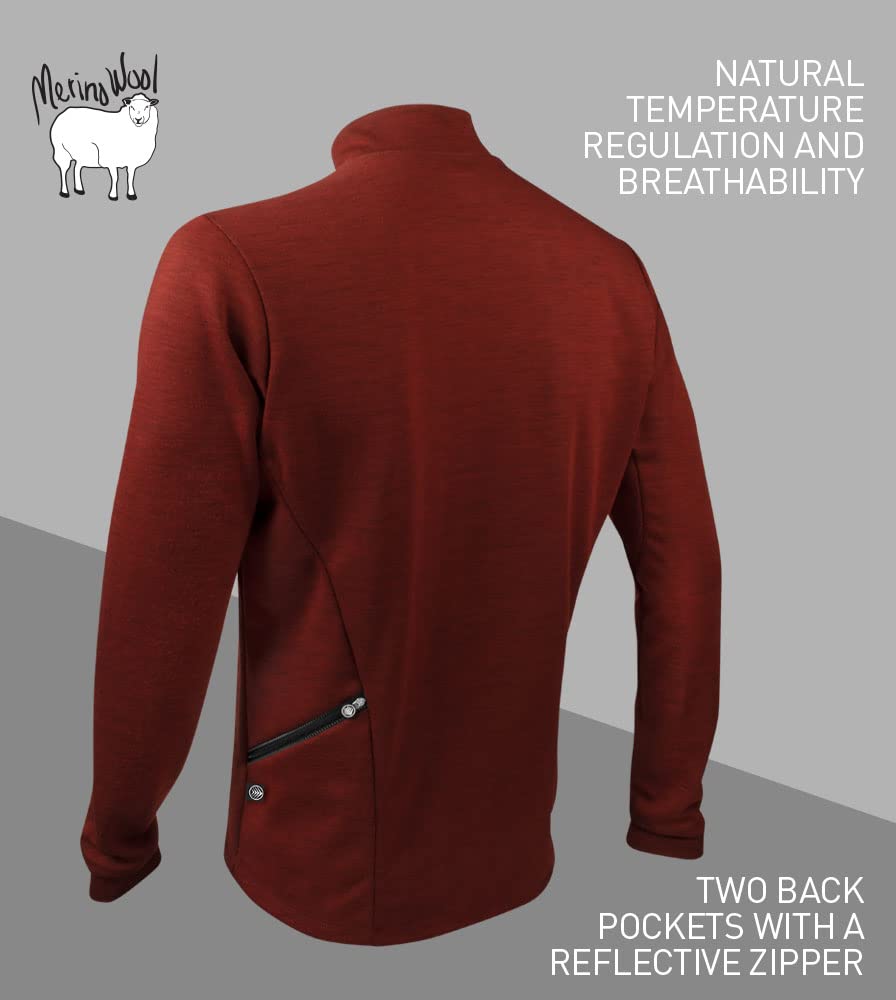 AERO|TECH|DESIGNS | Men's Long Sleeve Merino Wool Jersey | High Collar Performance Wool Blend Pullover | Made in USA