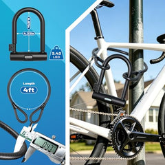 APECYC Heavy-Duty Anti-Theft Bike U-Lock with 4FT Cable