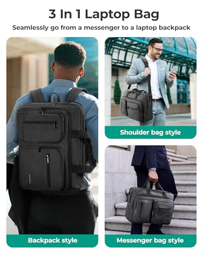 BAGSMART Laptop Bag 17.3 Inch, Laptop Briefcase for Men, Water Resistant Durable Messenger Bag Work Bag Travel Business