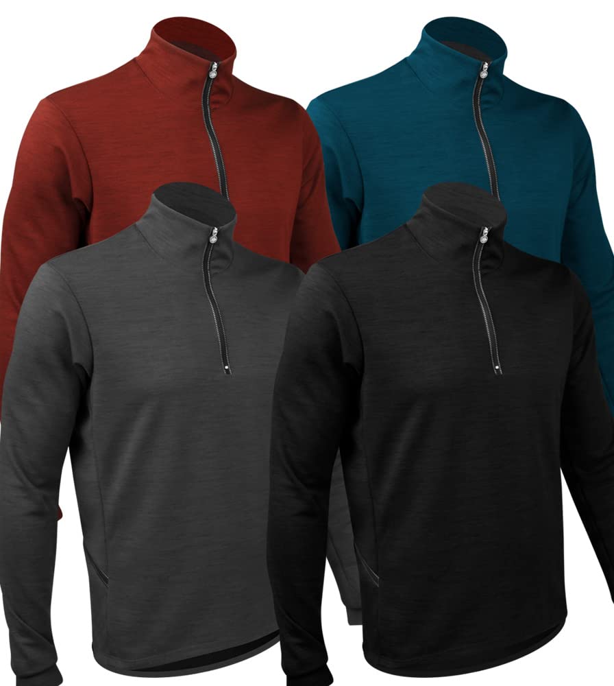 AERO|TECH|DESIGNS | Men's Long Sleeve Merino Wool Jersey | High Collar Performance Wool Blend Pullover | Made in USA
