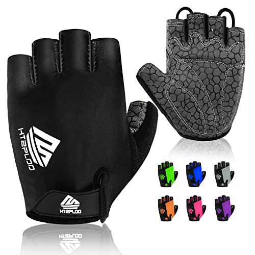 HTZPLOO Bike Gloves Cycling Gloves Biking Gloves Bicycle Gloves for Men Women with Anti-Slip Shock-Absorbing Pad,Light Weight Half Finger Gloves for Cycling Workout Training Outdoor