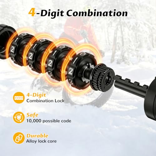 Bike Cable Lock 6FT Long, 4 Digit Resettable Combination Lock, Heavy Duty Steel Cable with Waterproof Vinyl Coating Anti Theft Security Lock for Road Bike E-Bike Scooter Fence Gate Toolbox