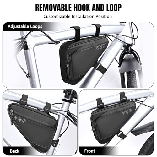 WOTOW 2L Water-Resistant Reflective Triangle Bike Frame Bag
