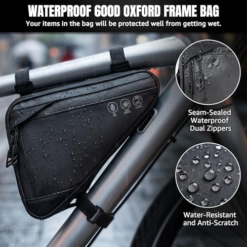 WOTOW 2L Water-Resistant Reflective Triangle Bike Frame Bag