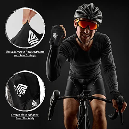HTZPLOO Bike Gloves Cycling Gloves Biking Gloves Bicycle Gloves for Men Women with Anti-Slip Shock-Absorbing Pad,Light Weight Half Finger Gloves for Cycling Workout Training Outdoor