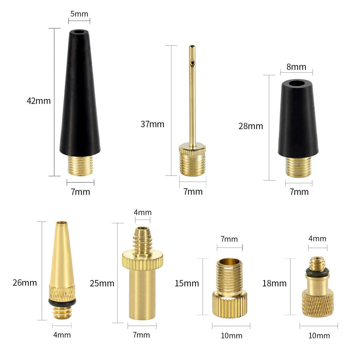 YASI 16-Piece Brass Bike Valve Adapter & Inflation Kit