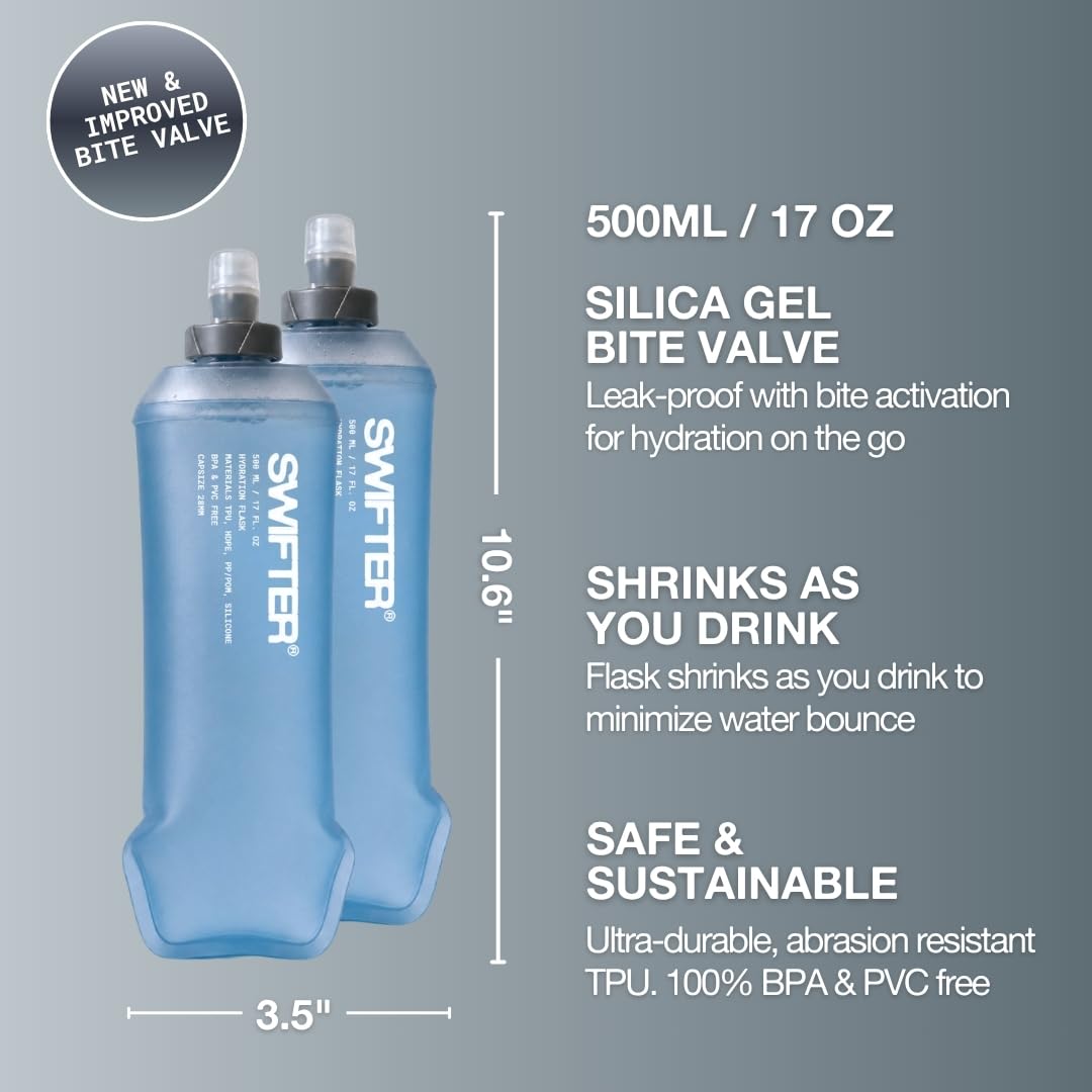 SWIFTER 2-Pack 250ml Collapsible Running Hydration Flasks