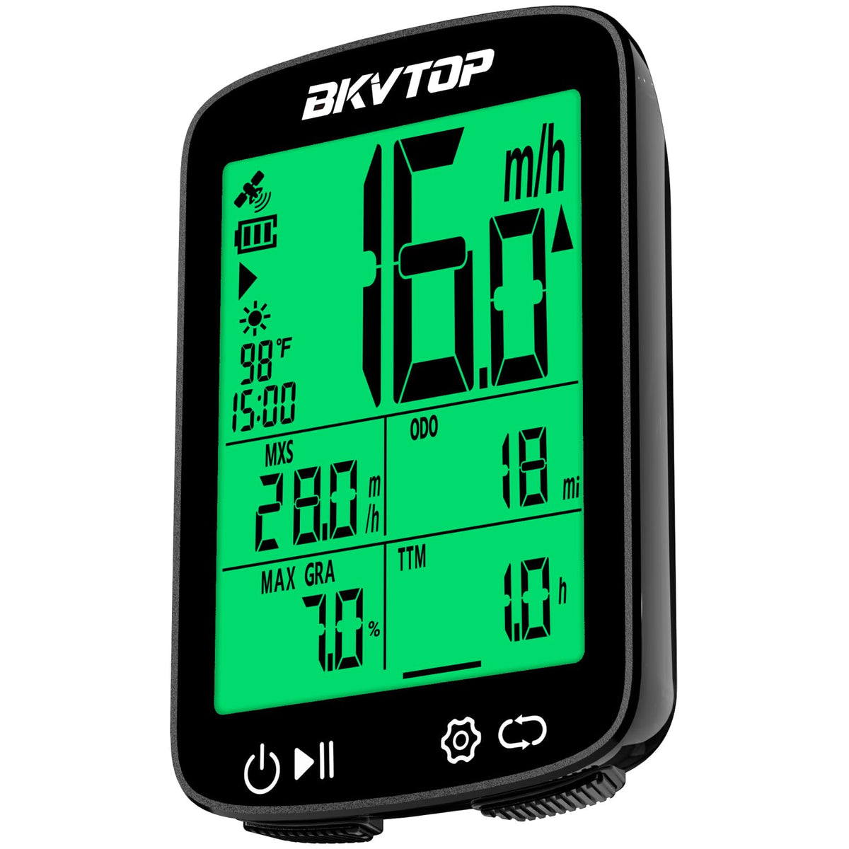 BKVTOP Wireless GPS Bike Computer with 2.4" IPX7 Display