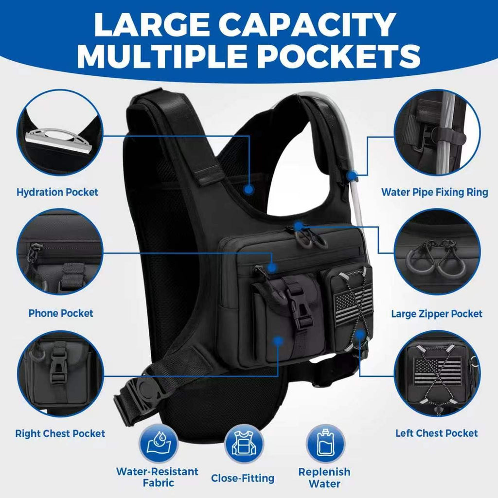 Criuage USA Patent Running Hydration Vest Backpack, Lightweight Chest Pack with 2.0L Water Bladder Bag Daypack for Hiking Running Cycling Race Marathon for Women Men