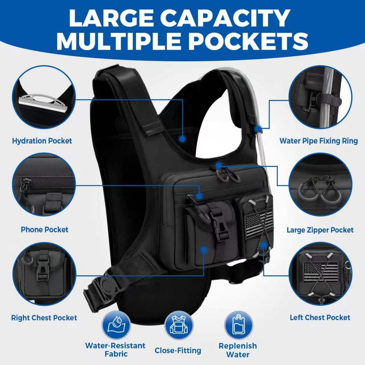 Criuage USA Patent Running Hydration Vest Backpack, Lightweight Chest Pack with 2.0L Water Bladder Bag Daypack for Hiking Running Cycling Race Marathon for Women Men