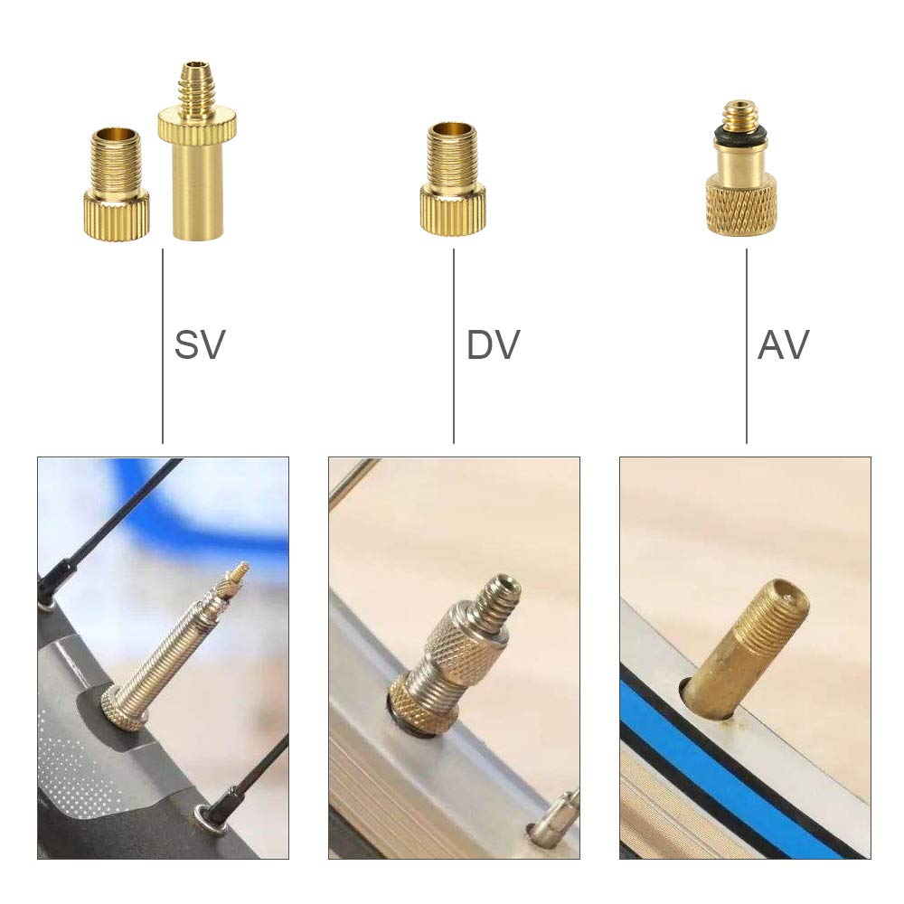 YASI 16-Piece Brass Bike Valve Adapter & Inflation Kit