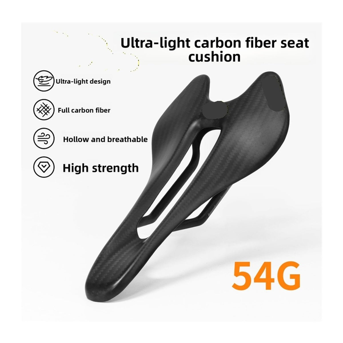 TYEMLM 54g Ultralight Full Carbon Fiber Road Bike Saddle