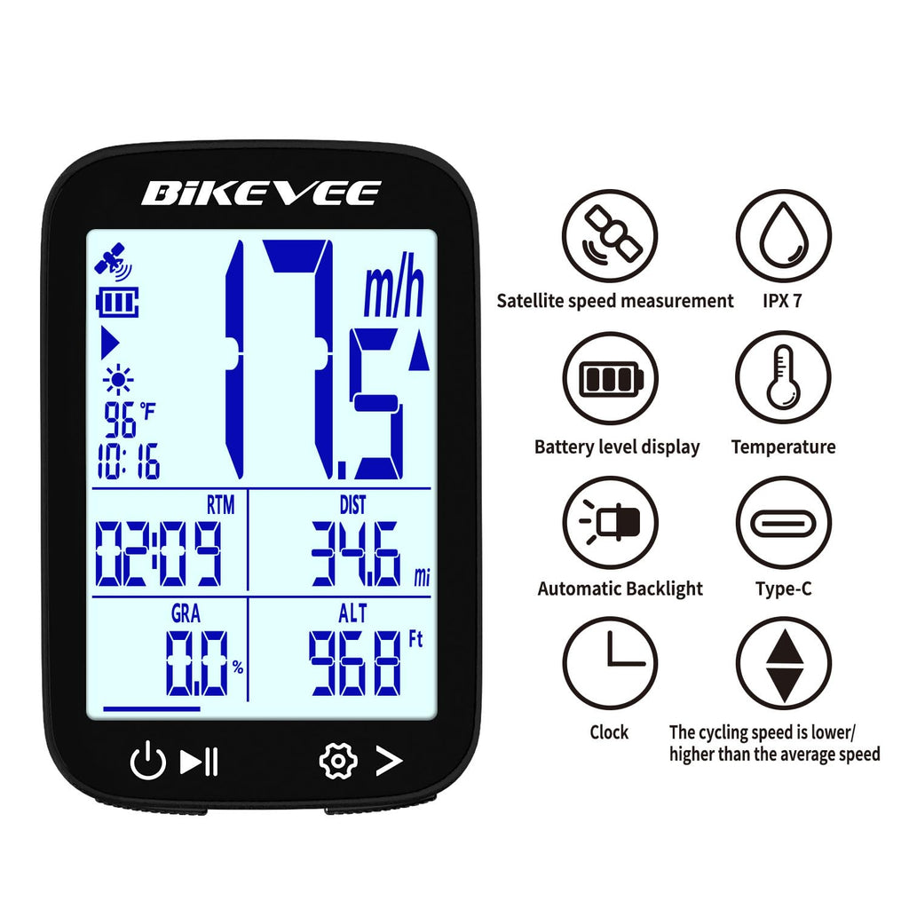 Bikevee GPS Bike Computer with 2.4" Display & IPX7 Rating