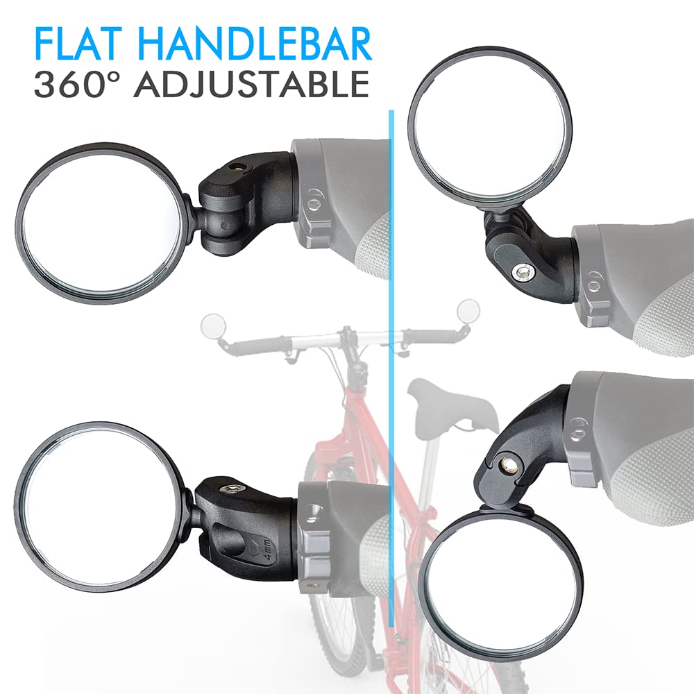 BriskMore HD Convex Glass Bar End Bicycle Rearview Mirror