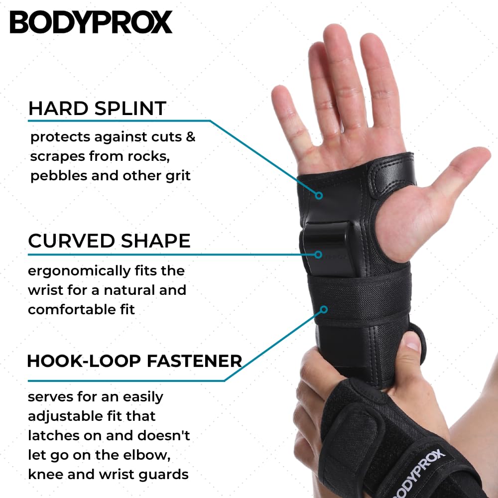 BODYPROX Knee Pads Elbow Pads Wrist Guards Set for Inline Skating, Skateboarding, Roller Derby and BMX Ride.