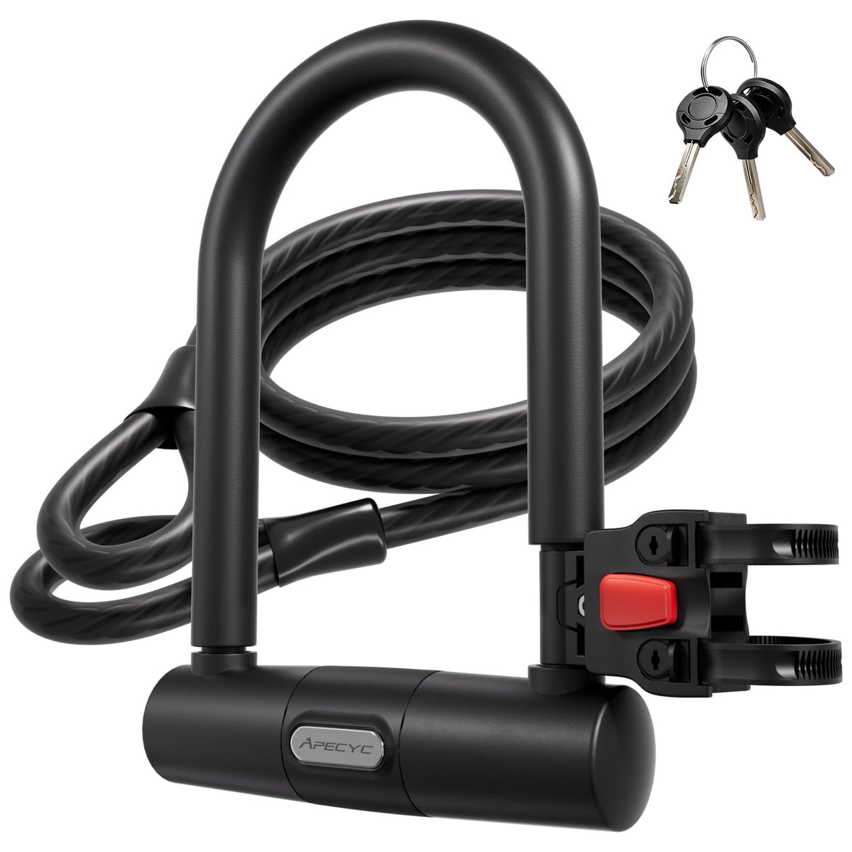 APECYC Heavy-Duty Anti-Theft Bike U-Lock with 4FT Cable