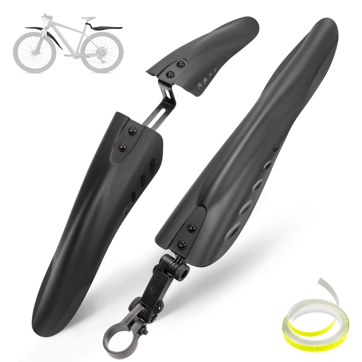 Adjustable Front & Rear Bike Fender Set with Reflective Tape