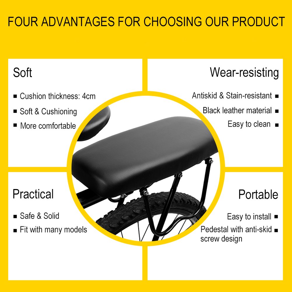 TOPCABIN Padded Rear Bike Rack Seat Cushion for Passengers