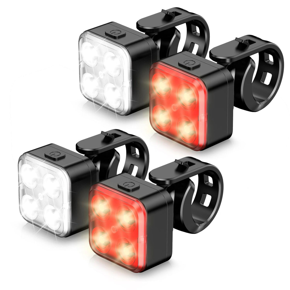 Akale Bike Lights Set, Rechargeable Bicycle Lights Front and Rear, 4 Light Mode Options, Bike Headlight, IPX4 Waterproof, Easy to Install for Men Women Road