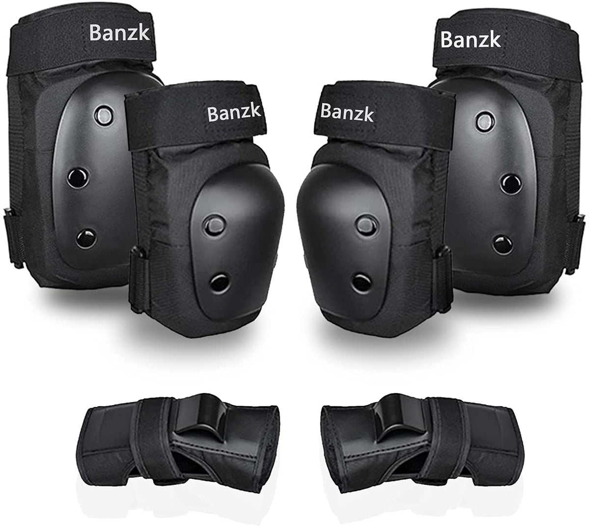 Banzk Adult Knee Pads Elbow Pads Wrist Guards for Adult Kids 6 in 1 Protective Gear Set for Skateboarding Biking Roller Skating Cycling Outdoor Sports
