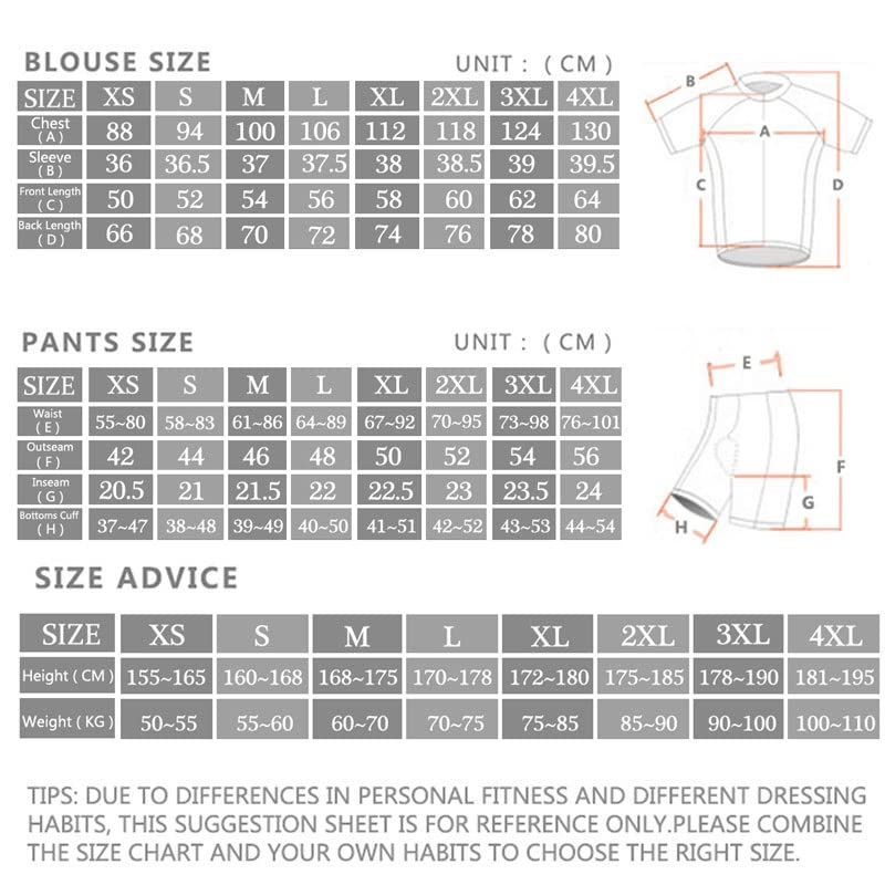 HBJWOV Cycling Jersey Set Men Cycling Set Racing Bicycle Clothing Suit Breathable Mountain Bike Clothes Sportwears