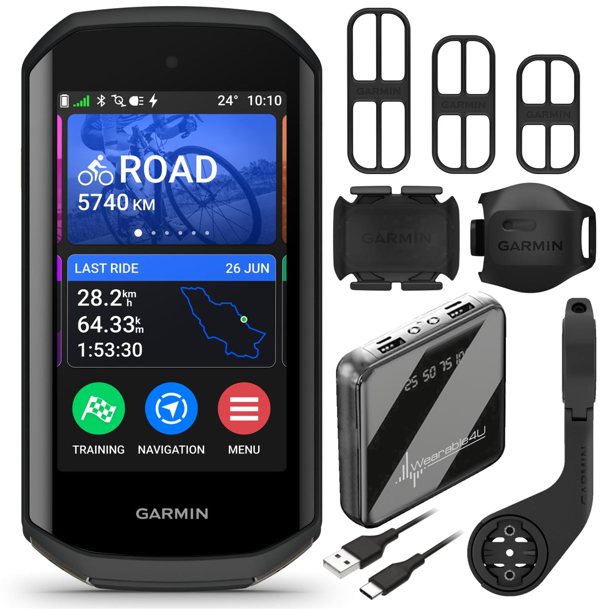 Garmin Edge 1050 GPS Cycling Computer with Sensors Bundle