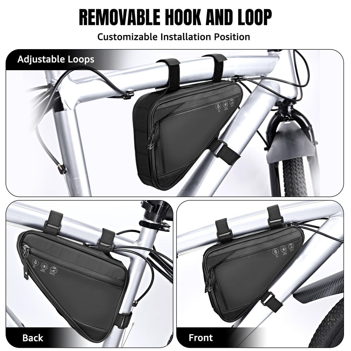 WOTOW 2L Water-Resistant Reflective Triangle Bike Frame Bag