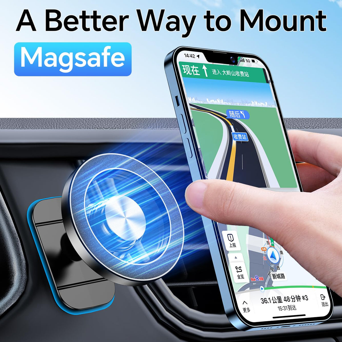 Kaistyle Strong Magnetic MagSafe Dashboard Car Phone Mount