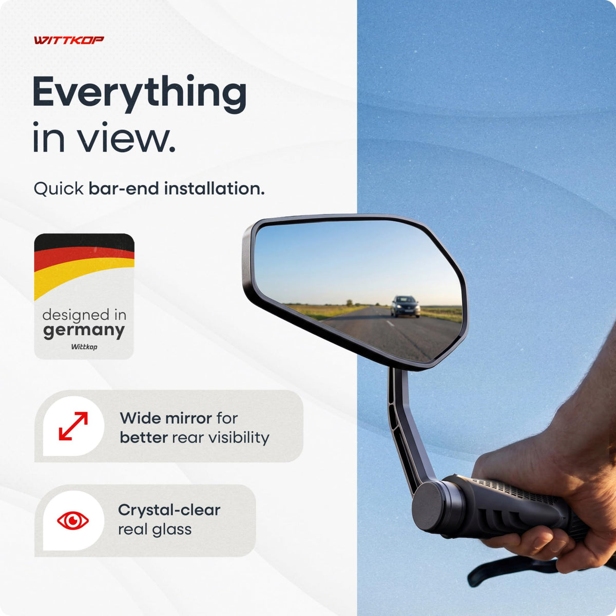 WITTKOP 360° Rotating Foldable Handlebar Bike Mirror