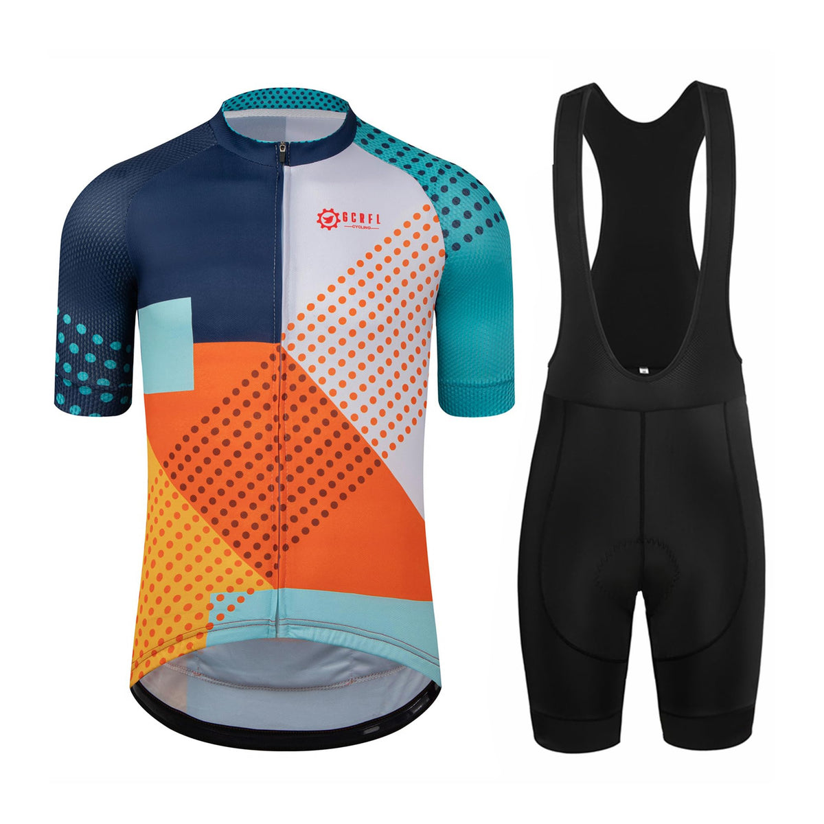 GCRFL Men's Cycling Jersey Set Road Bike Shorts Sleeves Jersey Zipper Pokcet Bib Shorts with Padded, Cycling Clothing kit Men