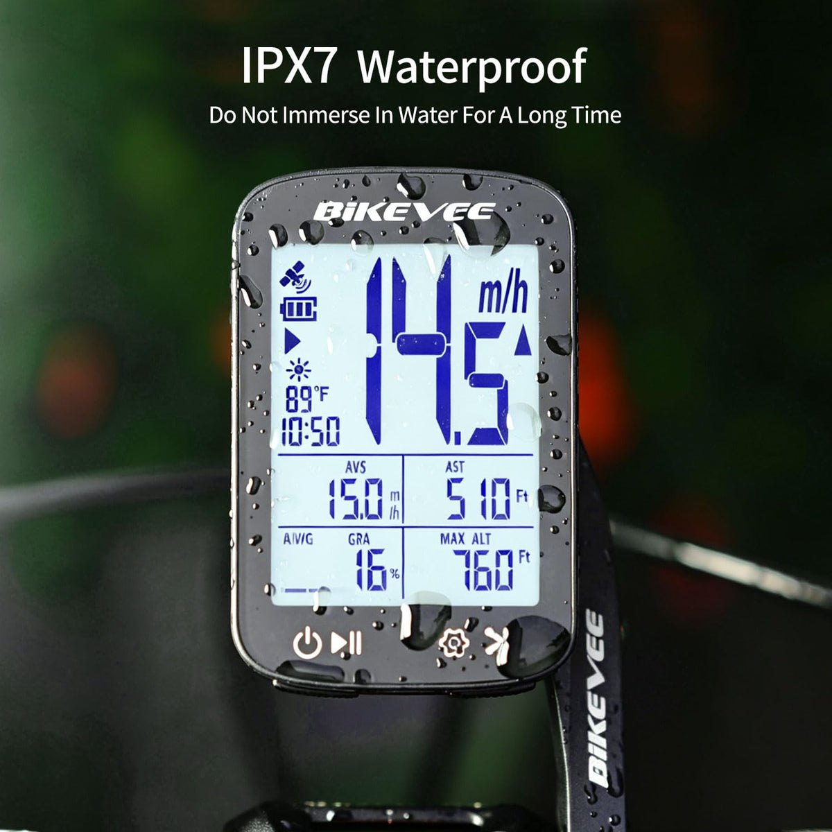 Bikevee GPS Bike Computer with 2.4" Display & IPX7 Rating
