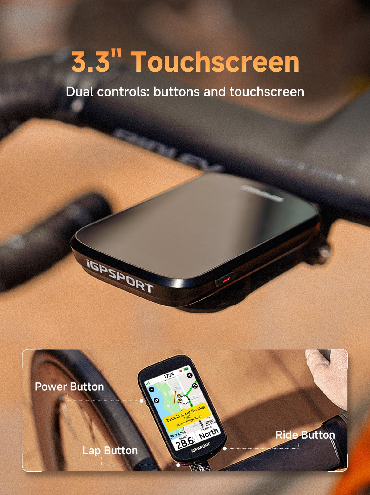 iGPSPORT BSC500 GPS Bike Computer, 3.3'' Touch Screen MAP Voice Navigation