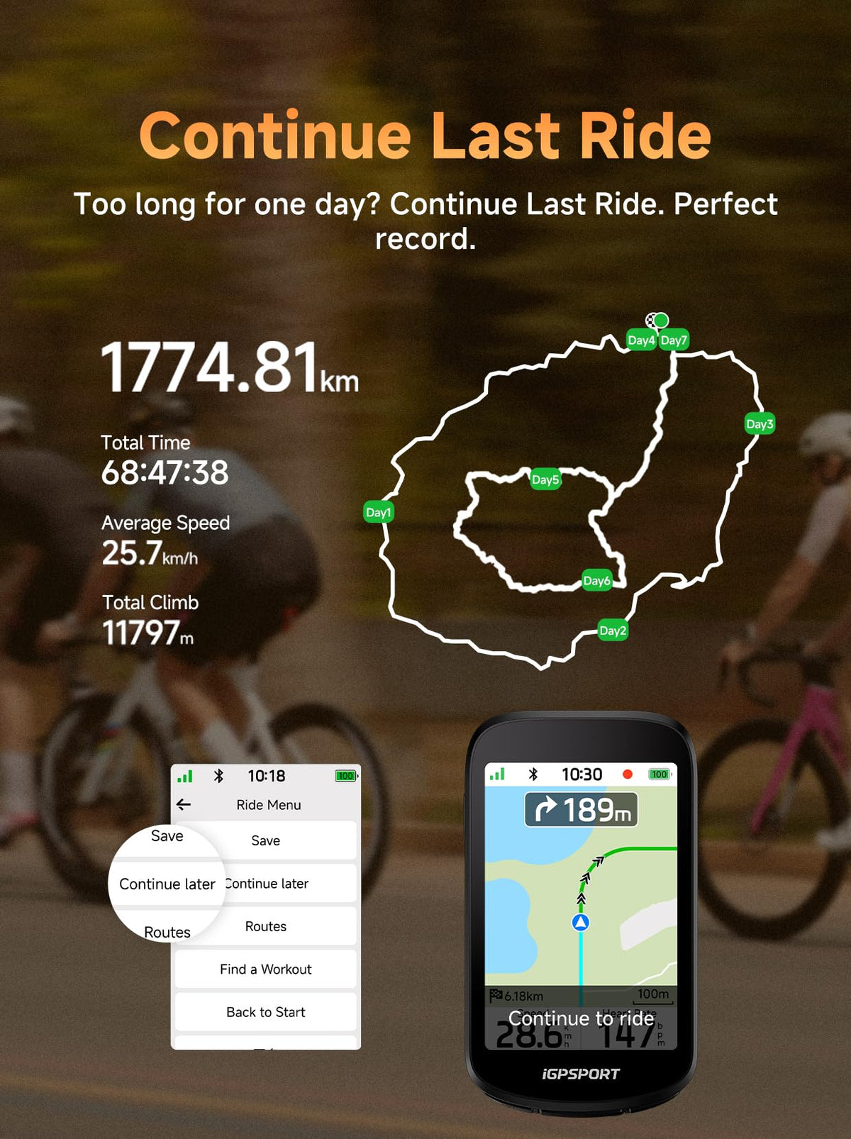 iGPSPORT BSC500 GPS Bike Computer, 3.3'' Touch Screen MAP Voice Navigation