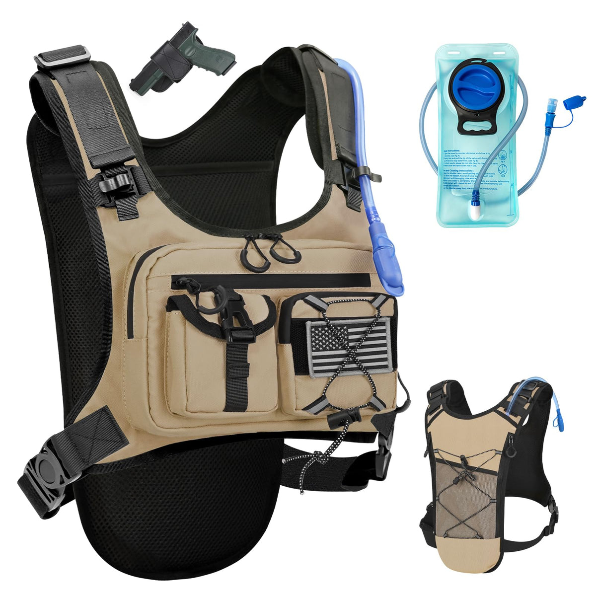 Criuage USA Patent Running Hydration Vest Backpack, Lightweight Chest Pack with 2.0L Water Bladder Bag Daypack for Hiking Running Cycling Race Marathon for Women Men