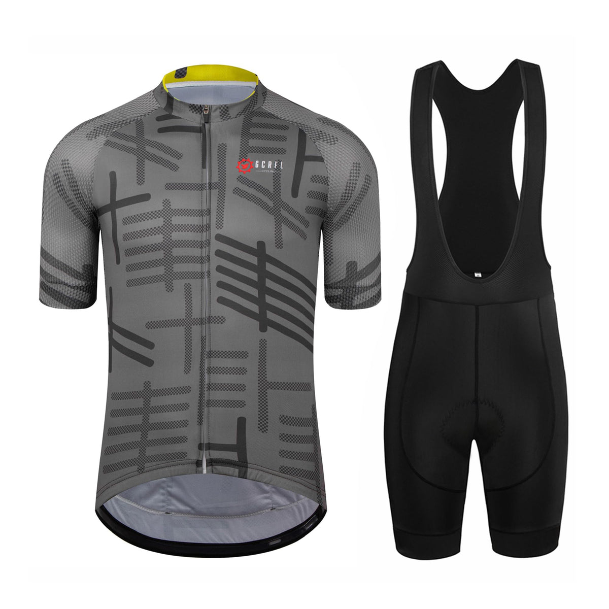 GCRFL Men's Cycling Jersey Set Road Bike Shorts Sleeves Jersey Zipper Pokcet Bib Shorts with Padded, Cycling Clothing kit Men