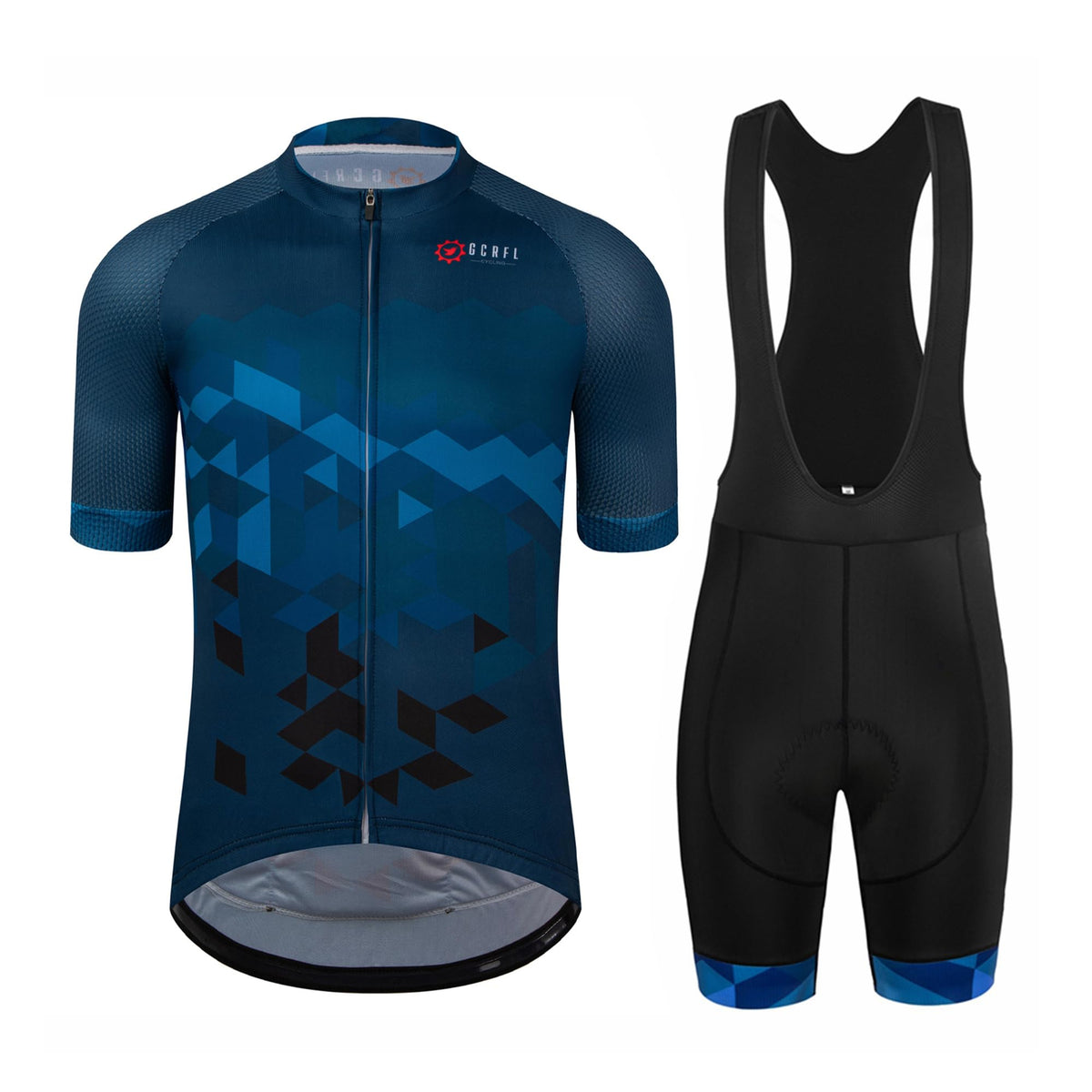 GCRFL Men's Cycling Jersey Set Road Bike Shorts Sleeves Jersey Zipper Pokcet Bib Shorts with Padded, Cycling Clothing kit Men