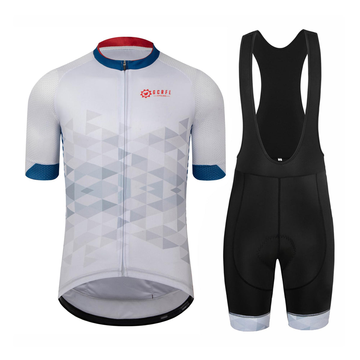 GCRFL Men's Cycling Jersey Set Road Bike Shorts Sleeves Jersey Zipper Pokcet Bib Shorts with Padded, Cycling Clothing kit Men