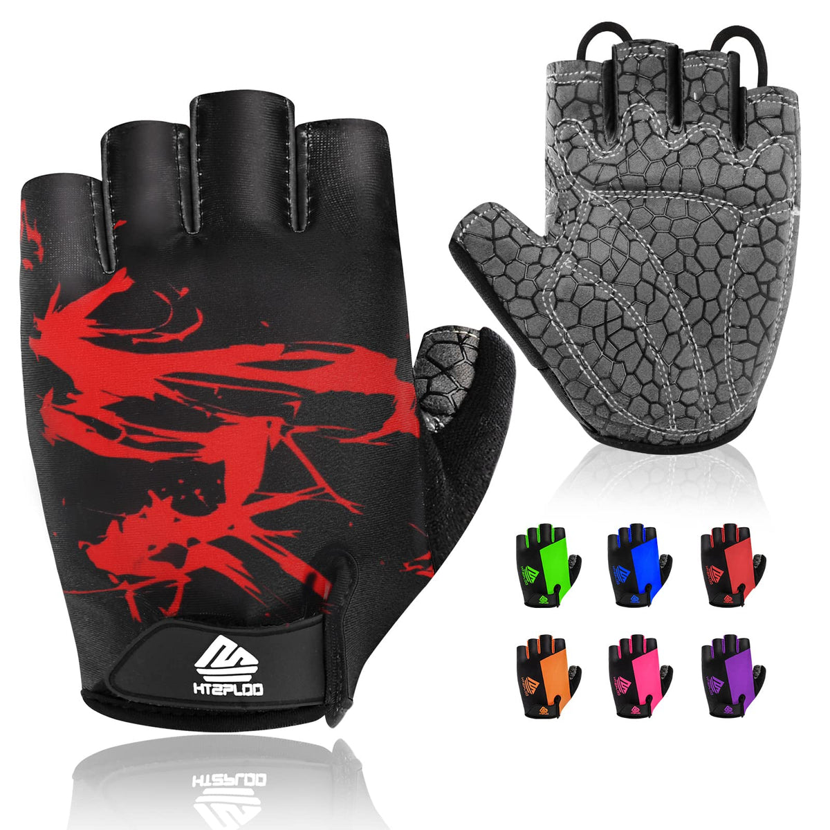 HTZPLOO Anti-Slip Padded Half-Finger Cycling Gloves