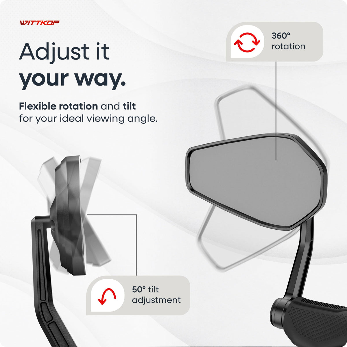 WITTKOP 360° Rotating Foldable Handlebar Bike Mirror
