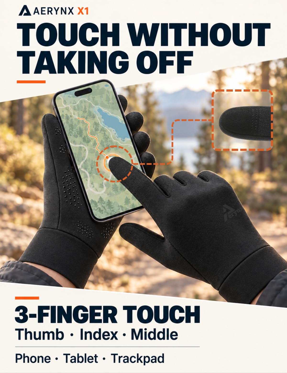 Aerynx Lightweight Winter Gloves for Men Women, Warm Running Touchscreen Fleece Lined Thermal Glove Liners for Cold Weather Driving, Cycling, Hiking, Walking