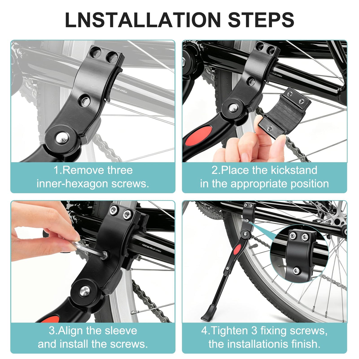 Psmriec Adjustable Aluminum Bike Kickstand for 22–28" Bikes