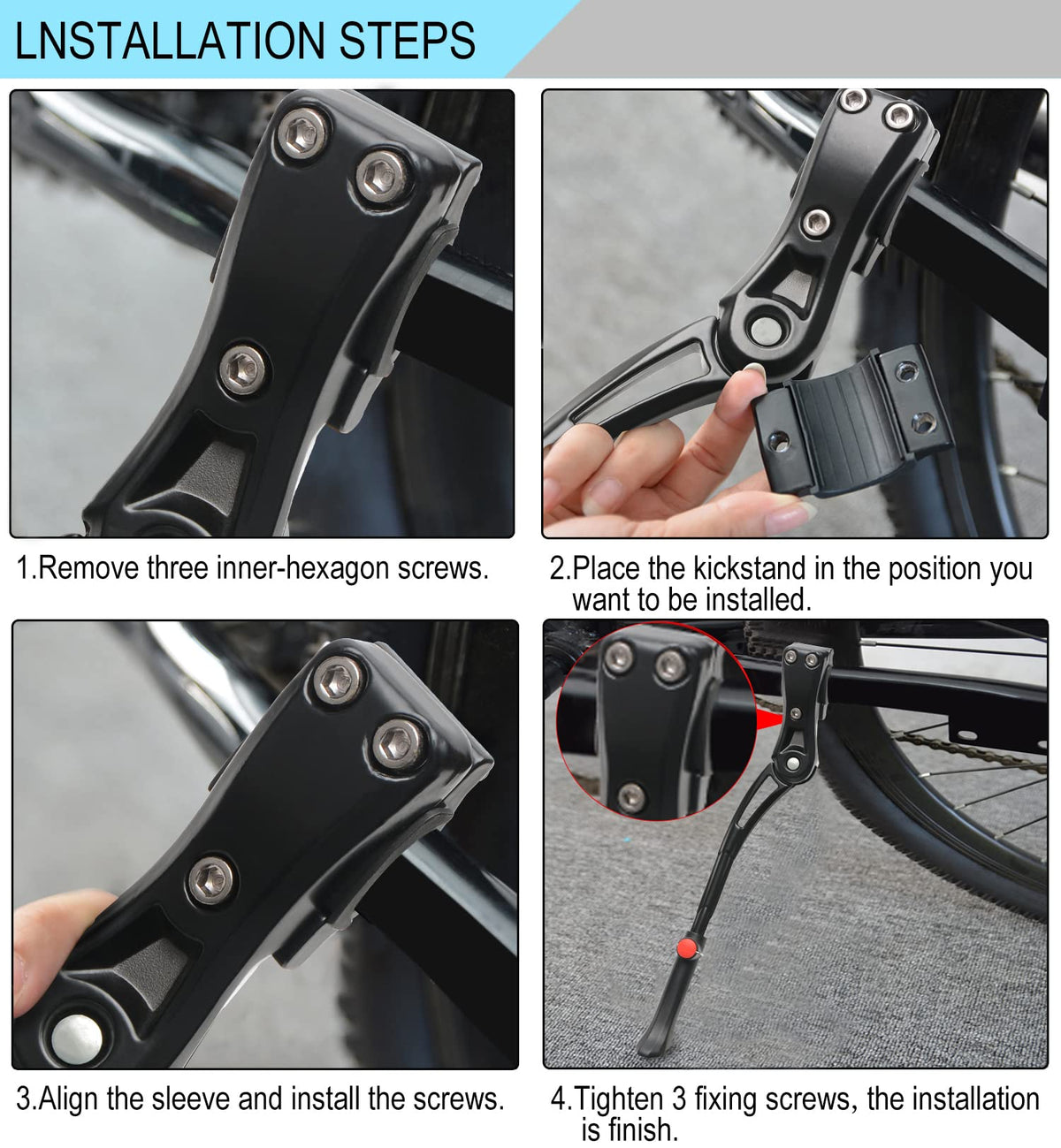 TOPCABIN Adjustable Aluminum Bike Kickstand for 22–28" Bikes