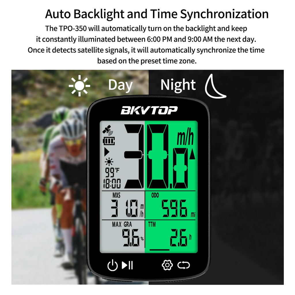 BKVTOP Wireless GPS Bike Computer with 2.4" IPX7 Display