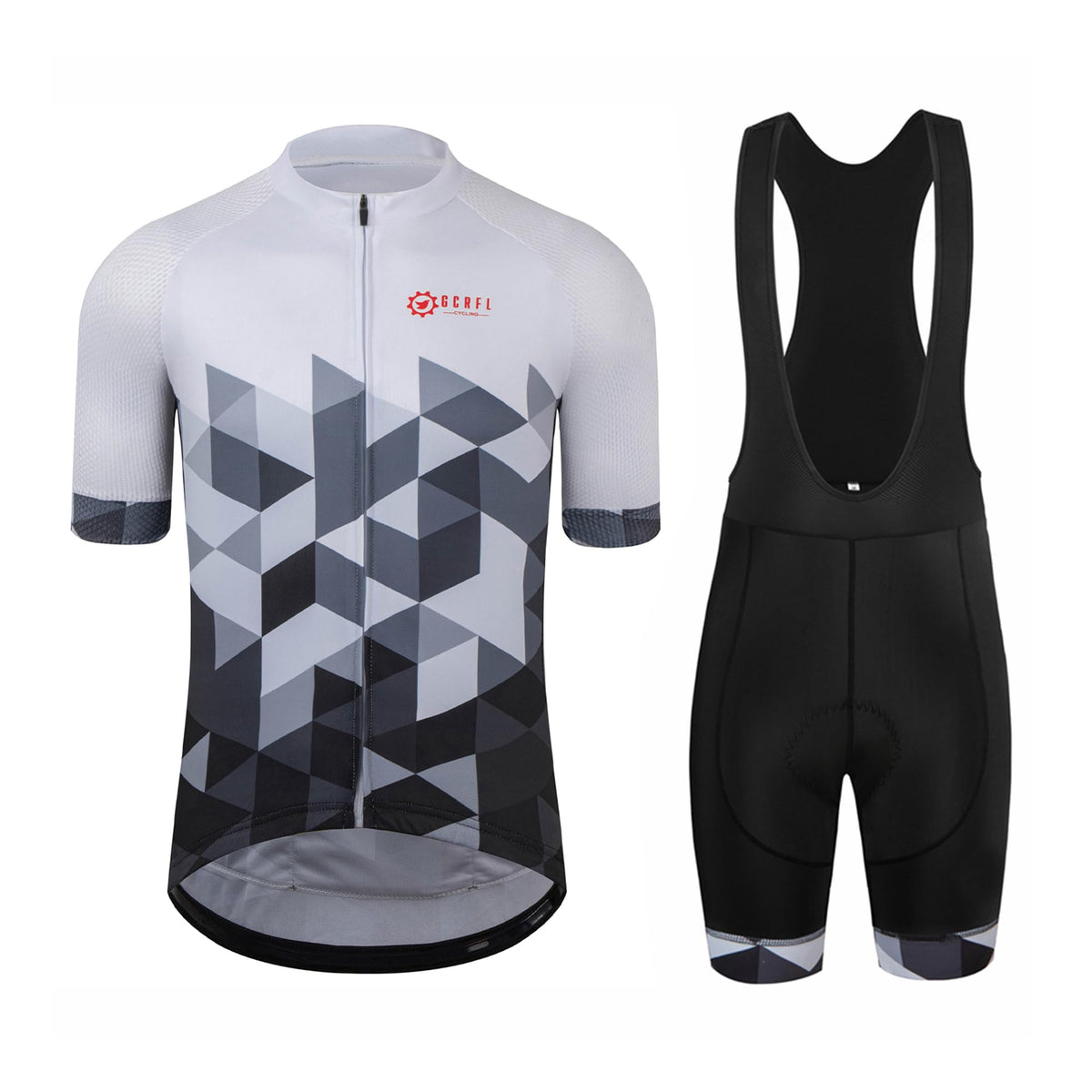 GCRFL Men's Cycling Jersey Set Road Bike Shorts Sleeves Jersey Zipper Pokcet Bib Shorts with Padded, Cycling Clothing kit Men