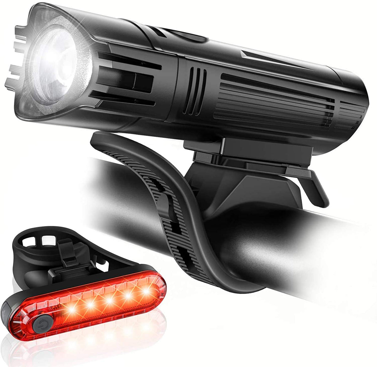 Ascher Ultra-Bright USB Rechargeable Bike Light Set with 4 Modes